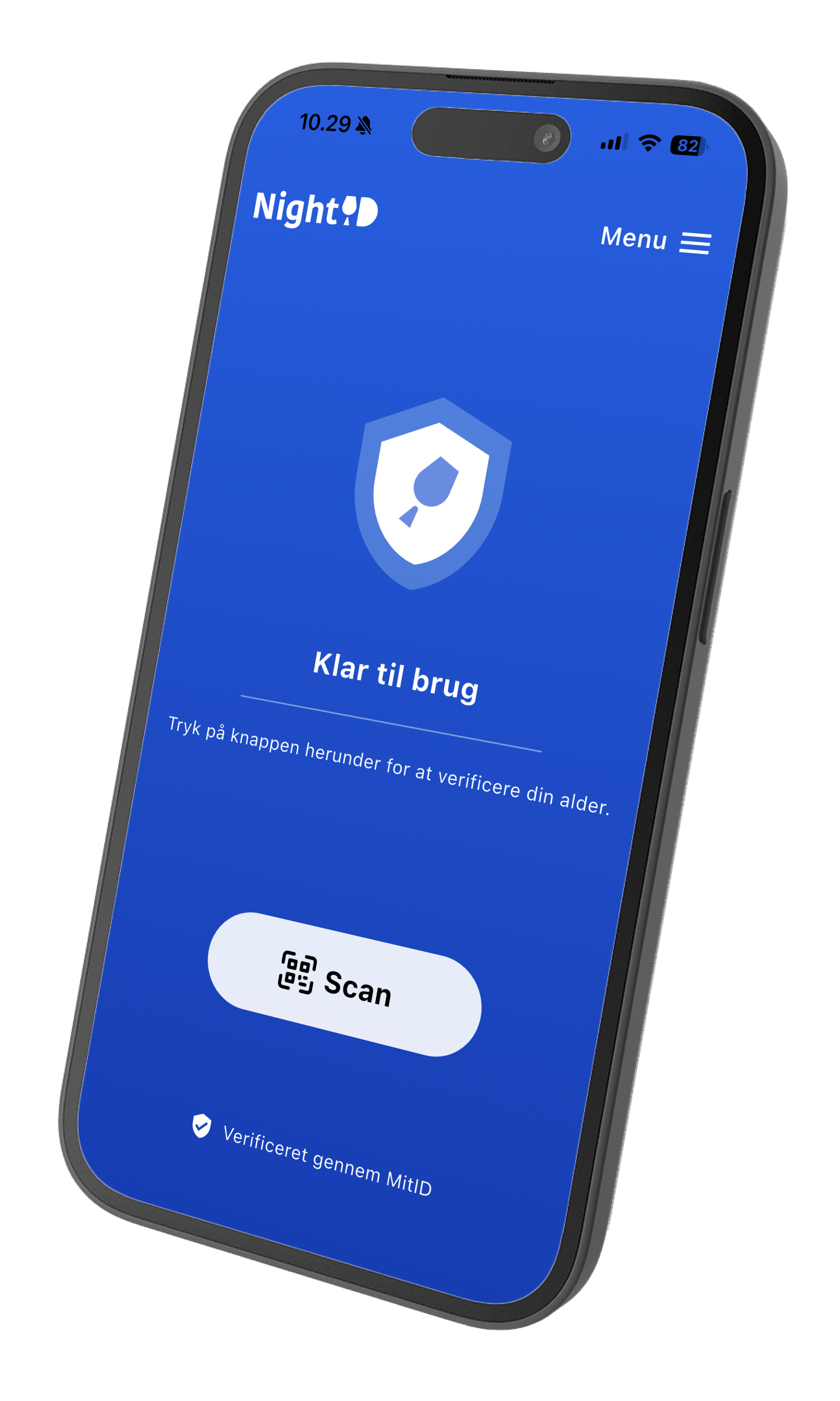 NightID app – startskærm med Scan og Vis
